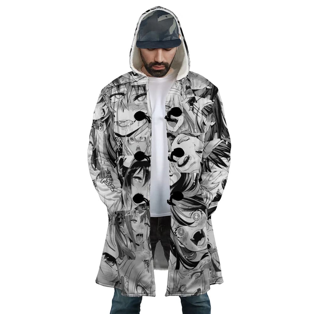 Ahegao Waifu Blend Hooded Cloak Coat