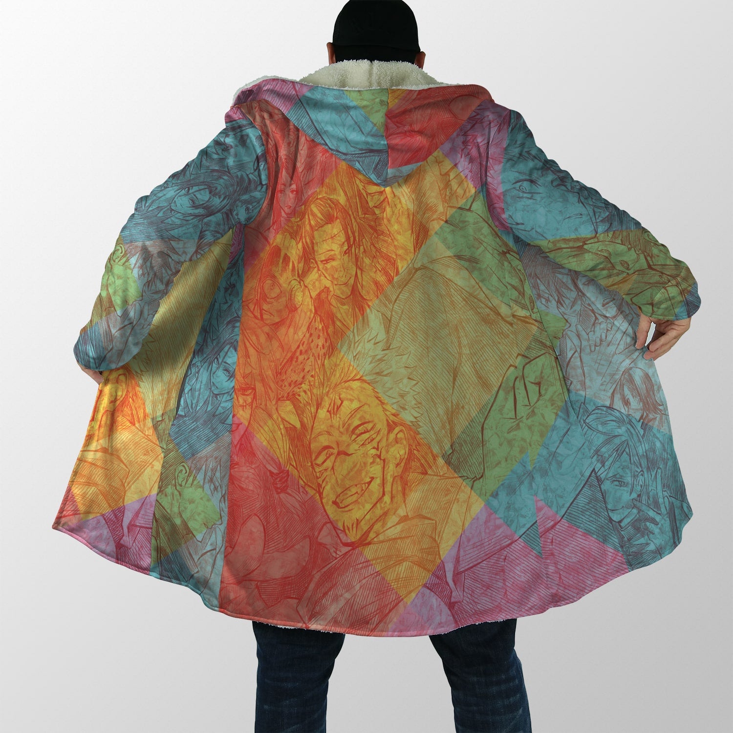 All Curse Sketch Hooded Cloak Coat