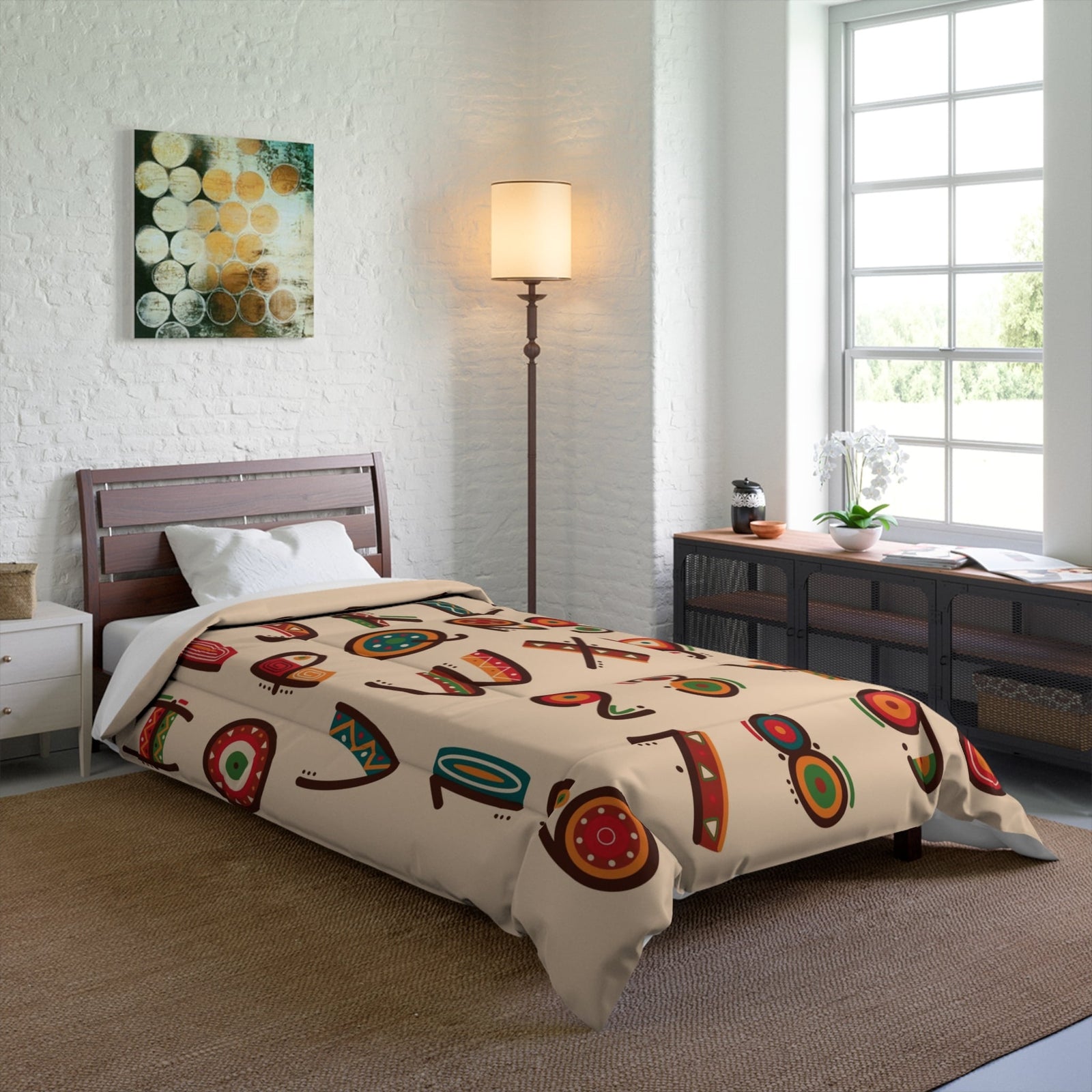 African Cultural Fusion ABC Pattern Kids Comforter Set Bedding