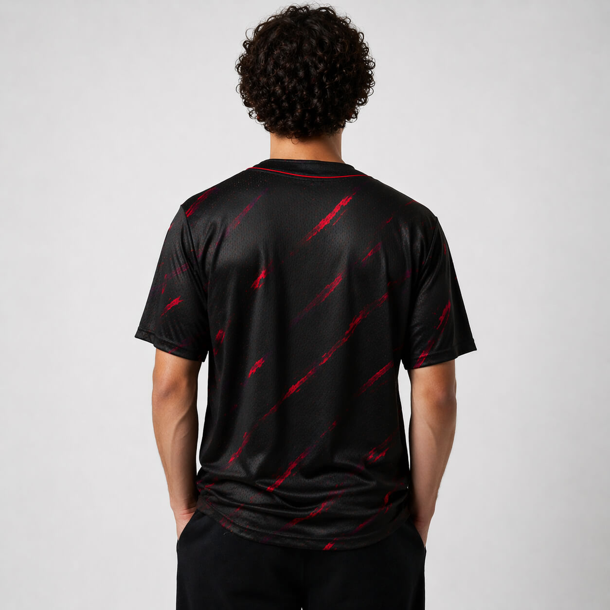 Crimson Strike Baseball Jersey – Breathable Mesh Performance Fit