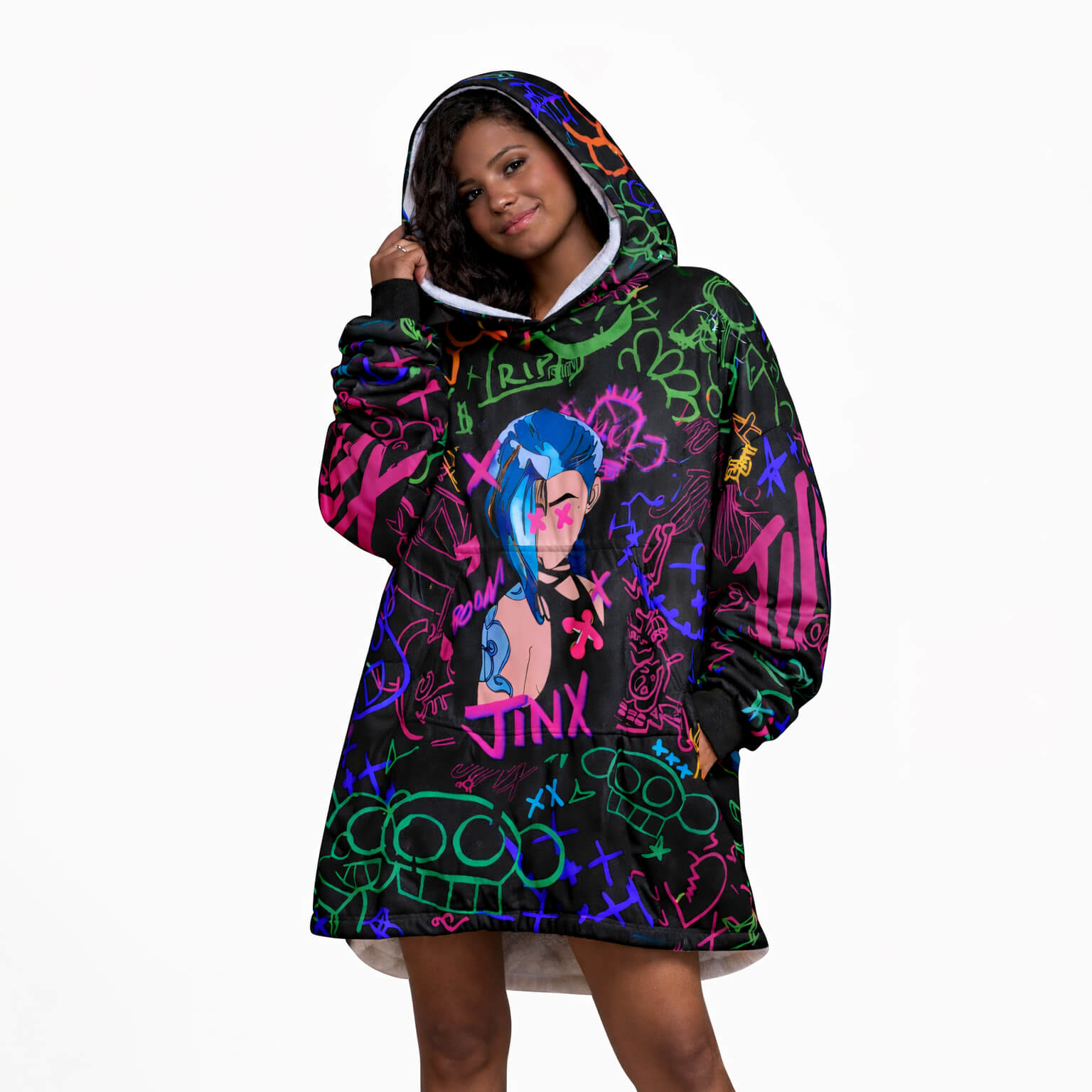 Jinxed Neo Graffiti Oversized Blanket Hoodie