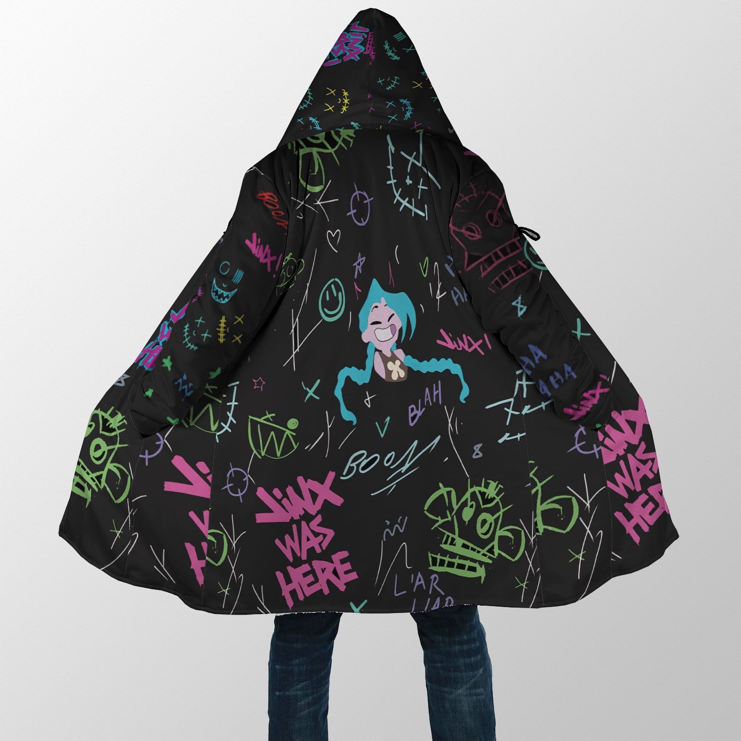 Jinx Graffiti Hooded Cloak Coat
