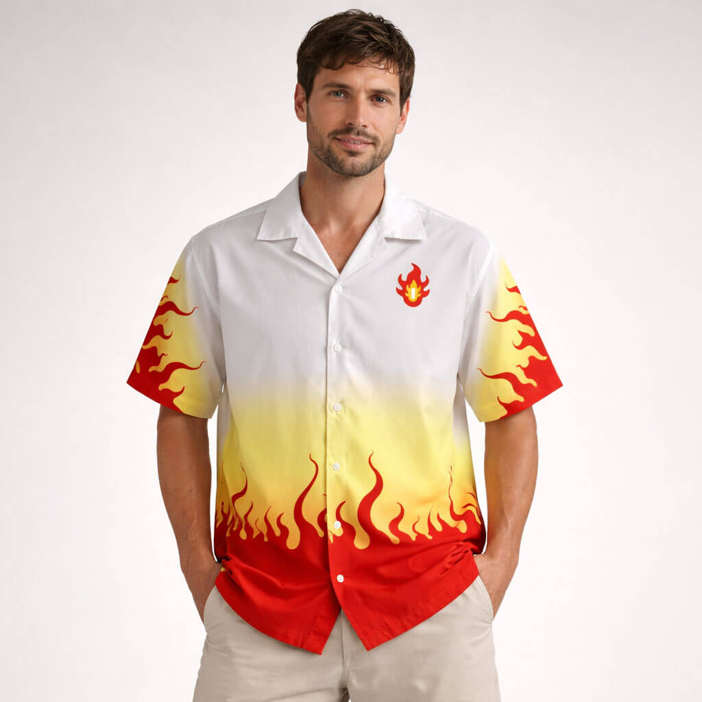 DS Classic Flame Pillar Button Up Hawaiian Shirt