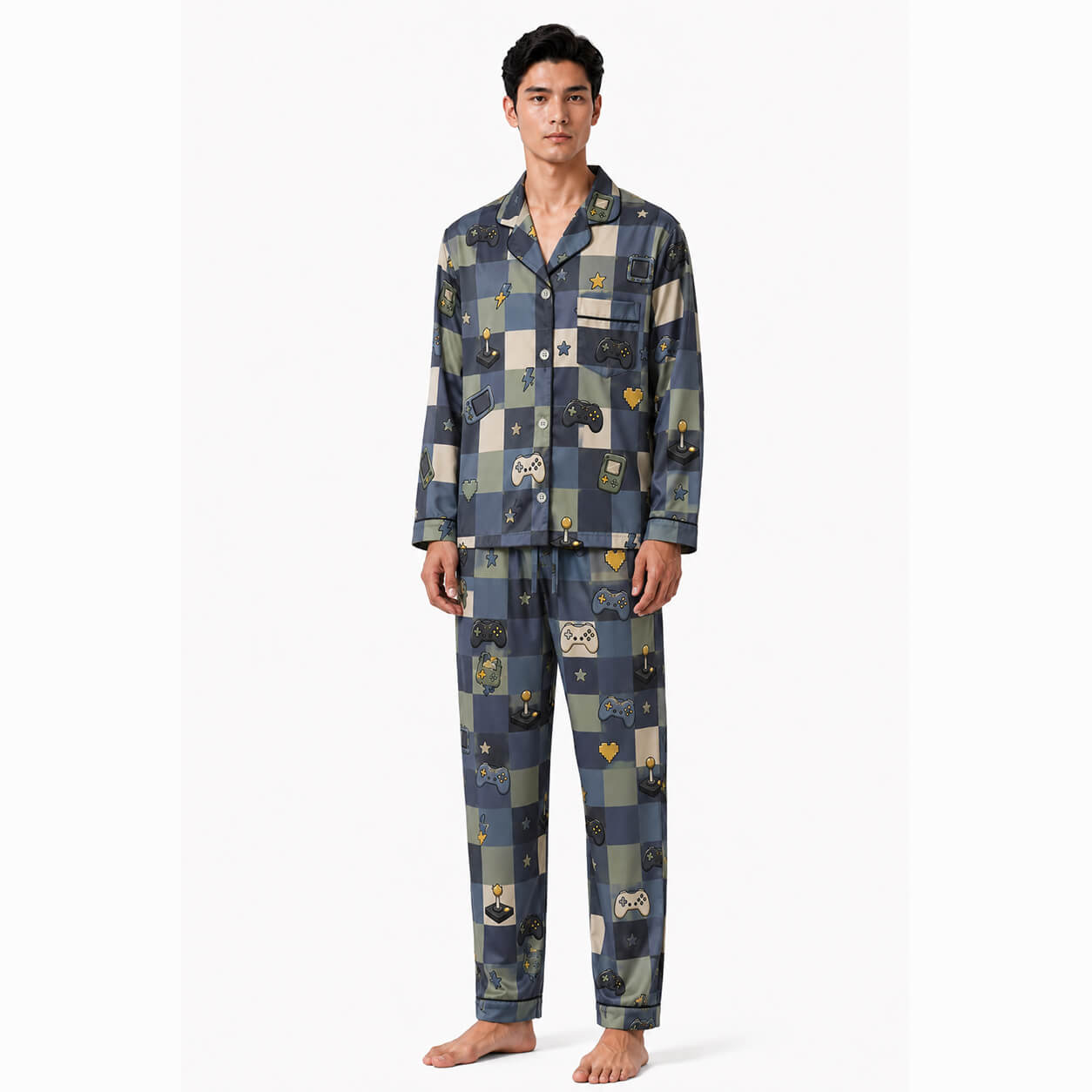 Men's Game Night Satin Pajama Set