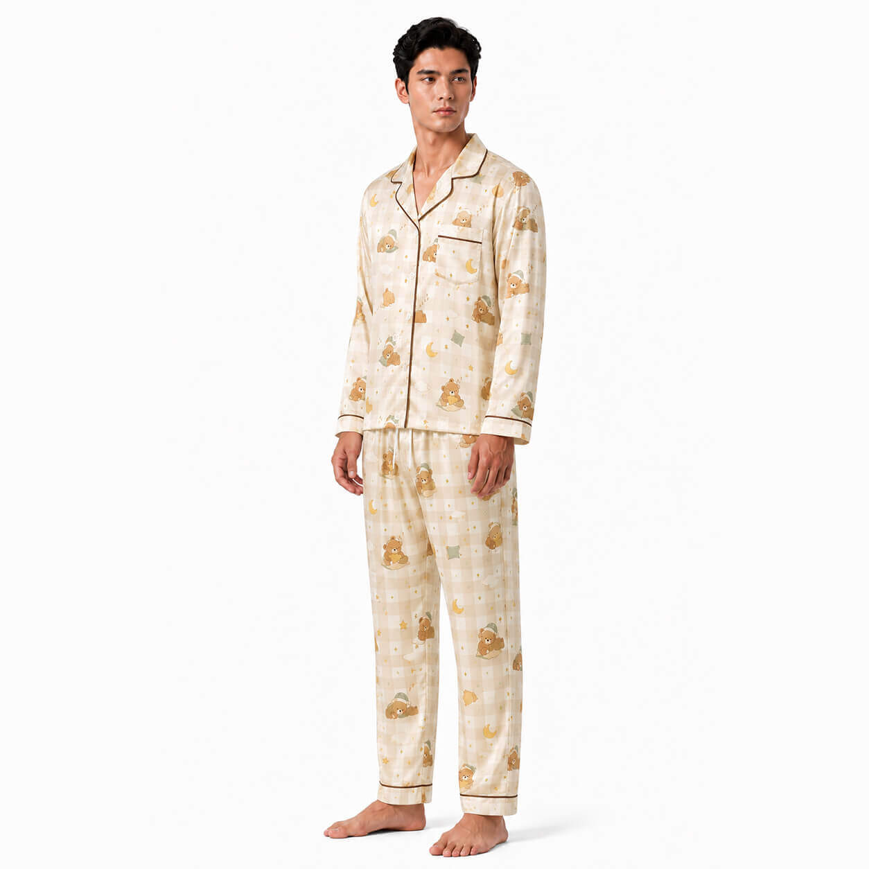 Men's Sleepy Bear Satin Pajama Set