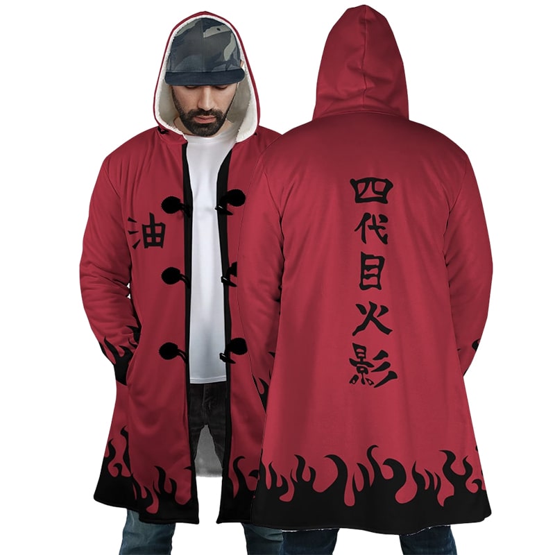 Shinbi Chief Kanji Fleece Hooded Cloak Coat