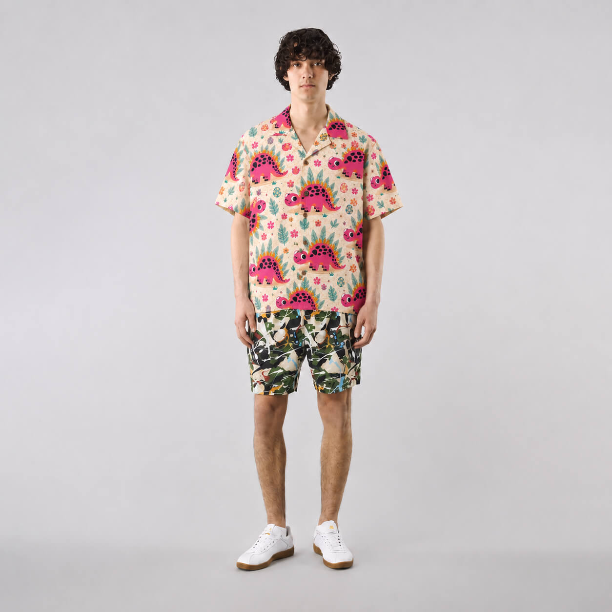 Pink Stegosaurus Hawaiian Shirt