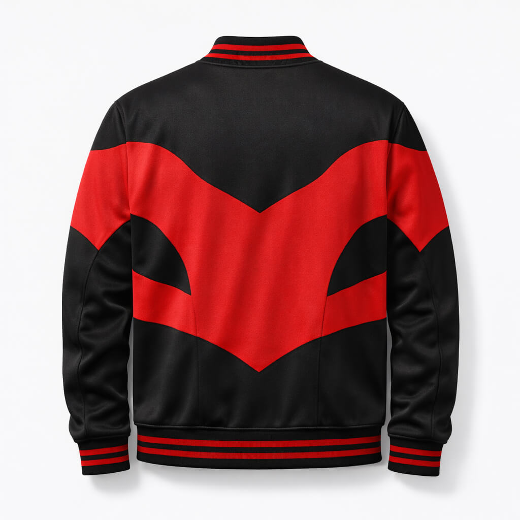Red V-Panel Varsity Jacket