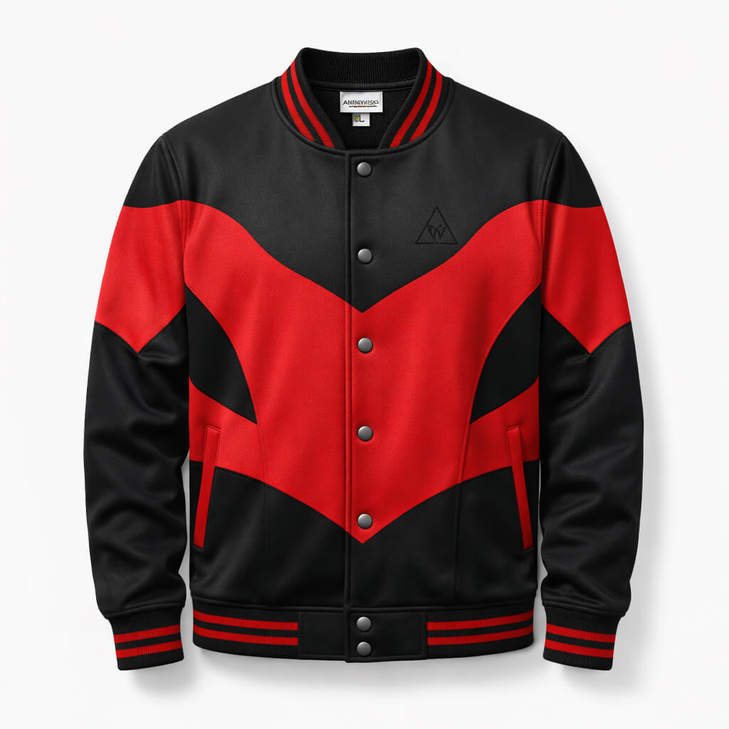 Red V-Panel Varsity Jacket