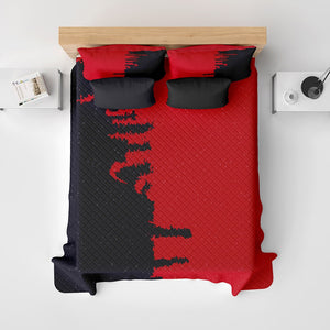 Red and Black Brush Stroke Quilt Bedding