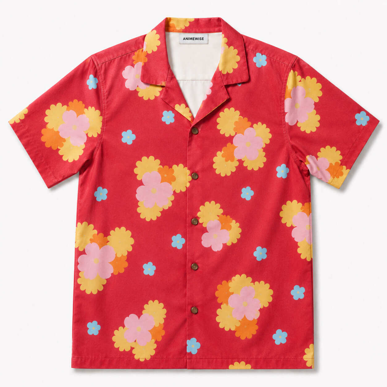 Retro Floral Button-Up Hawaiian Shirt