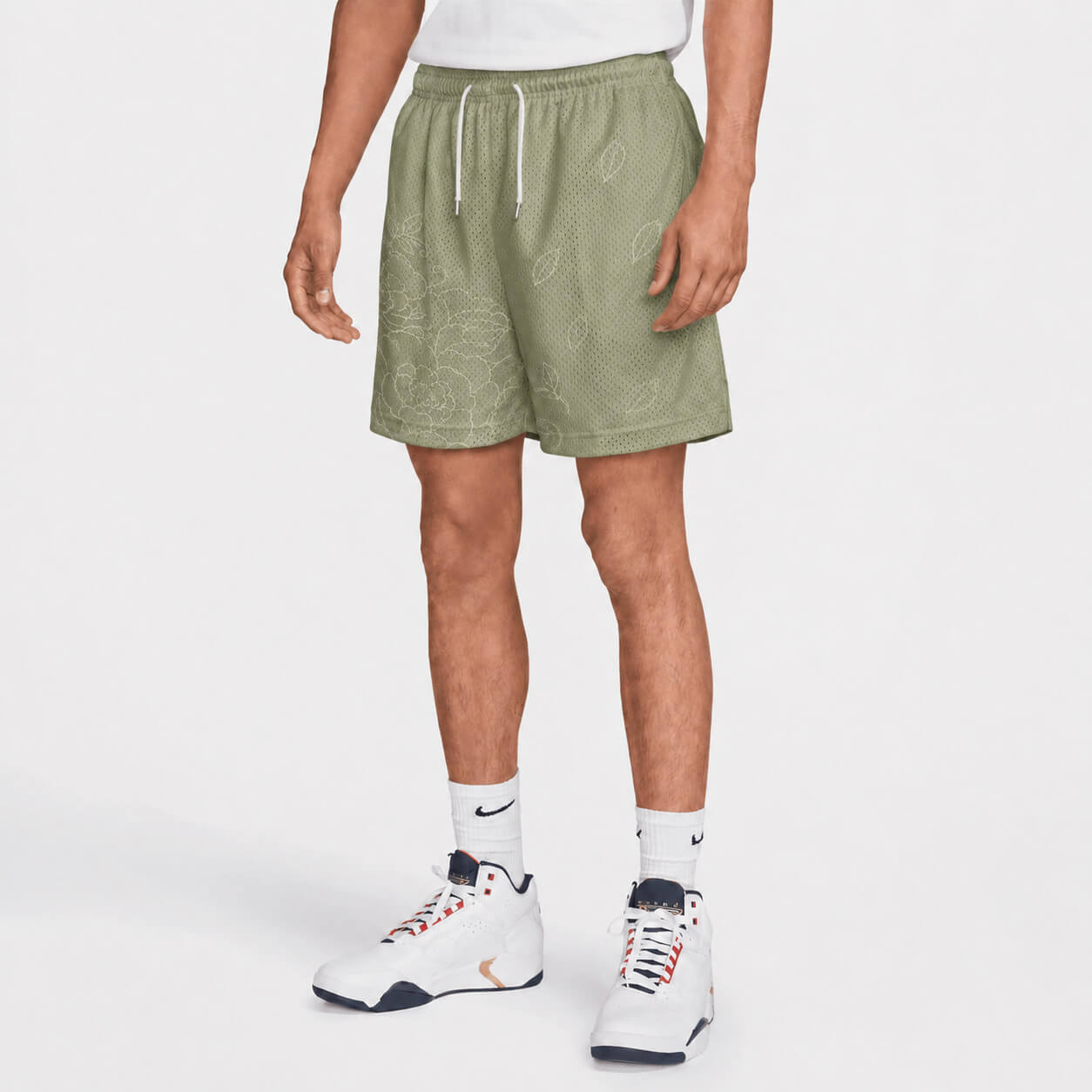 Sage Bloom Athletic Mesh Shorts