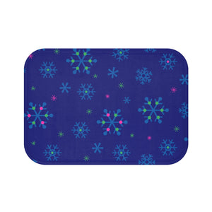 Snowflakes Blues Modern Pattern Stitched Bath Mats