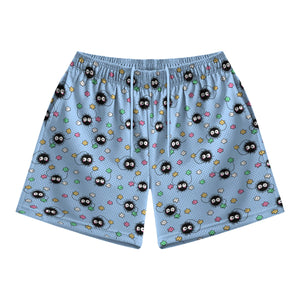Soot Sprites Spiders All Over Brushed Mesh shorts