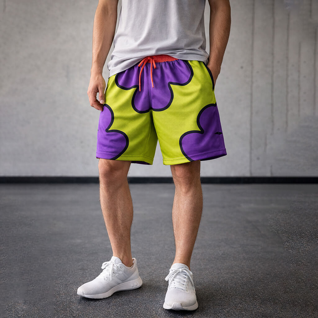 Retro Blob Pattern Mesh Shorts
