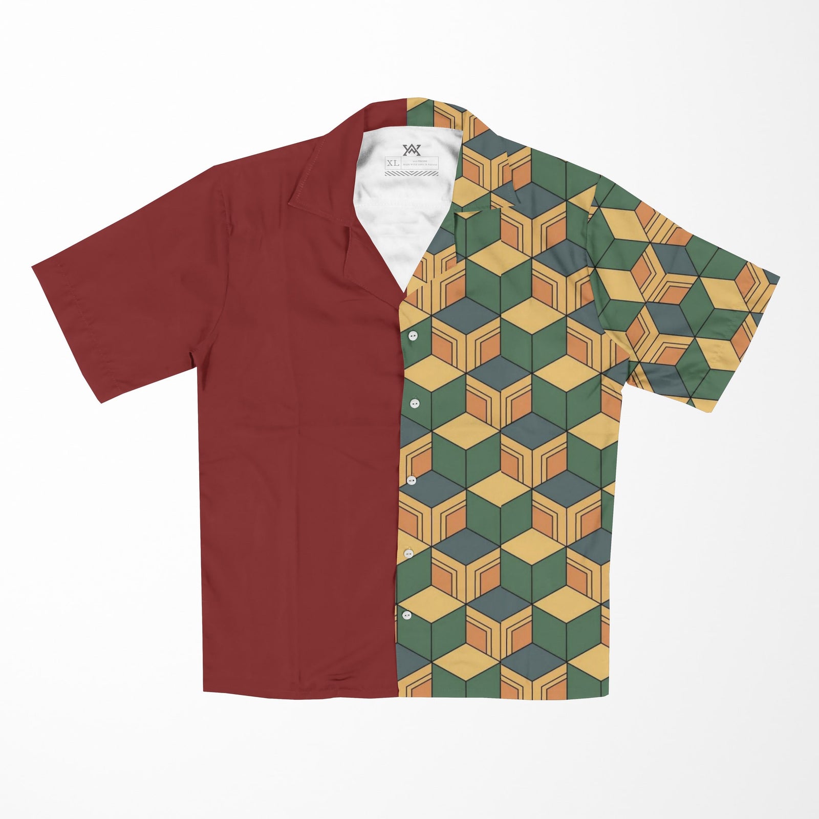 DS Water Pillar Pattern Button Up Hawaiian Shirt