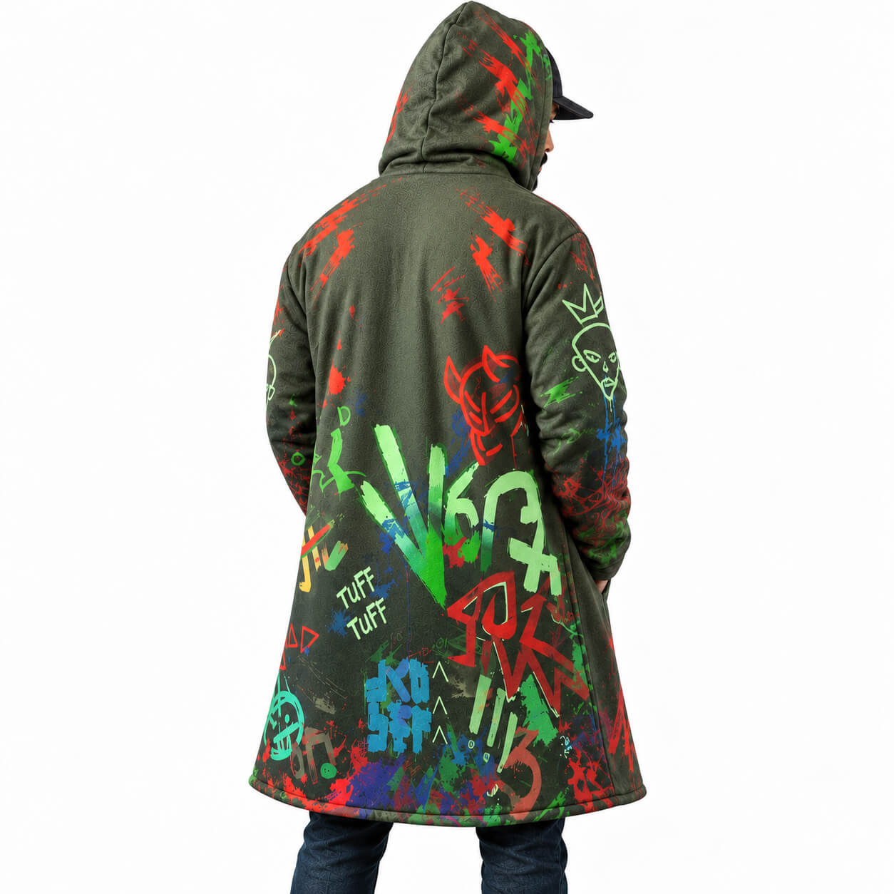 Tuff Graffiti Hooded Cloak Coat