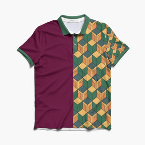 Water Pillar Color Overlap Pattern Polo Shirt