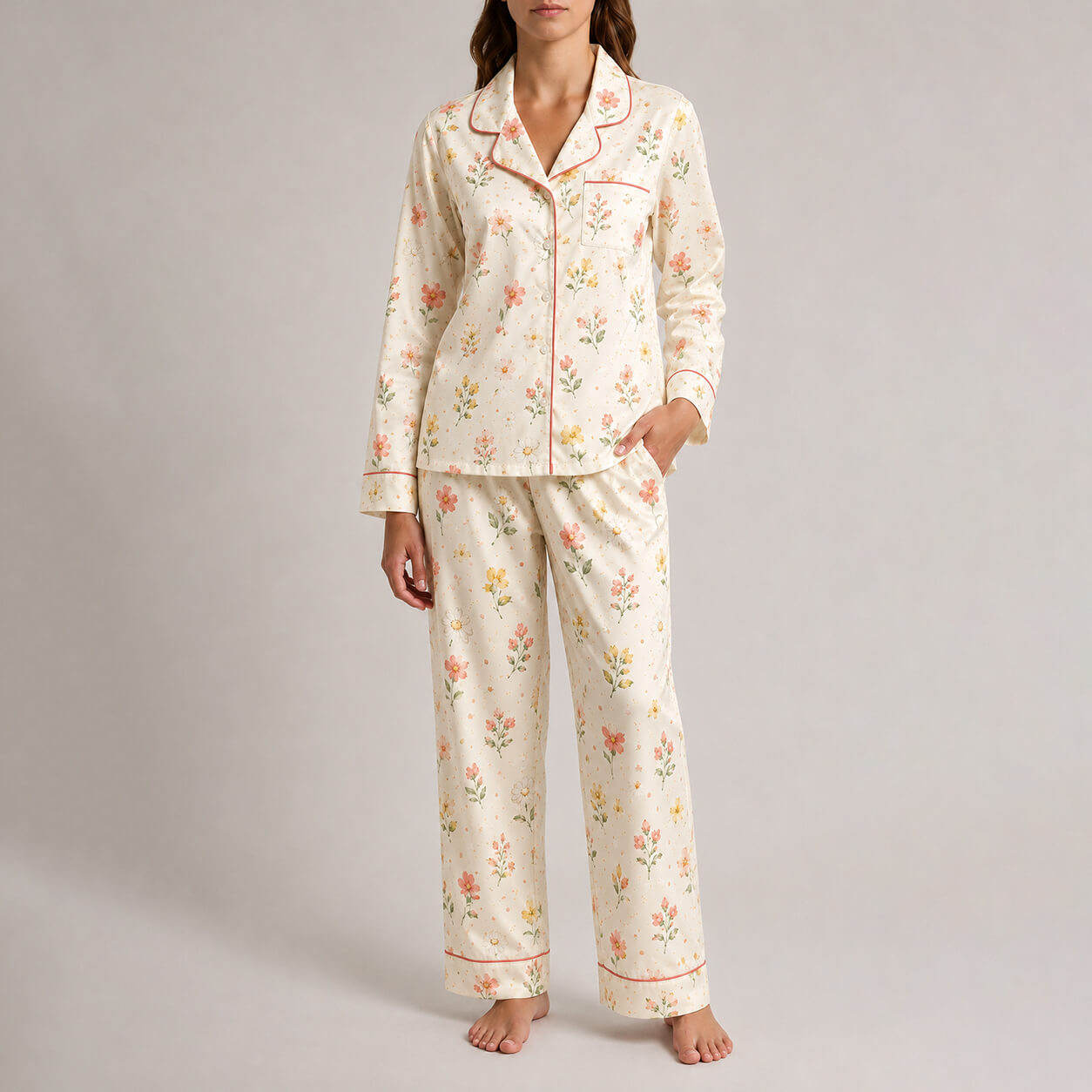 Women's Blush Ditsy Satin Pajama Set