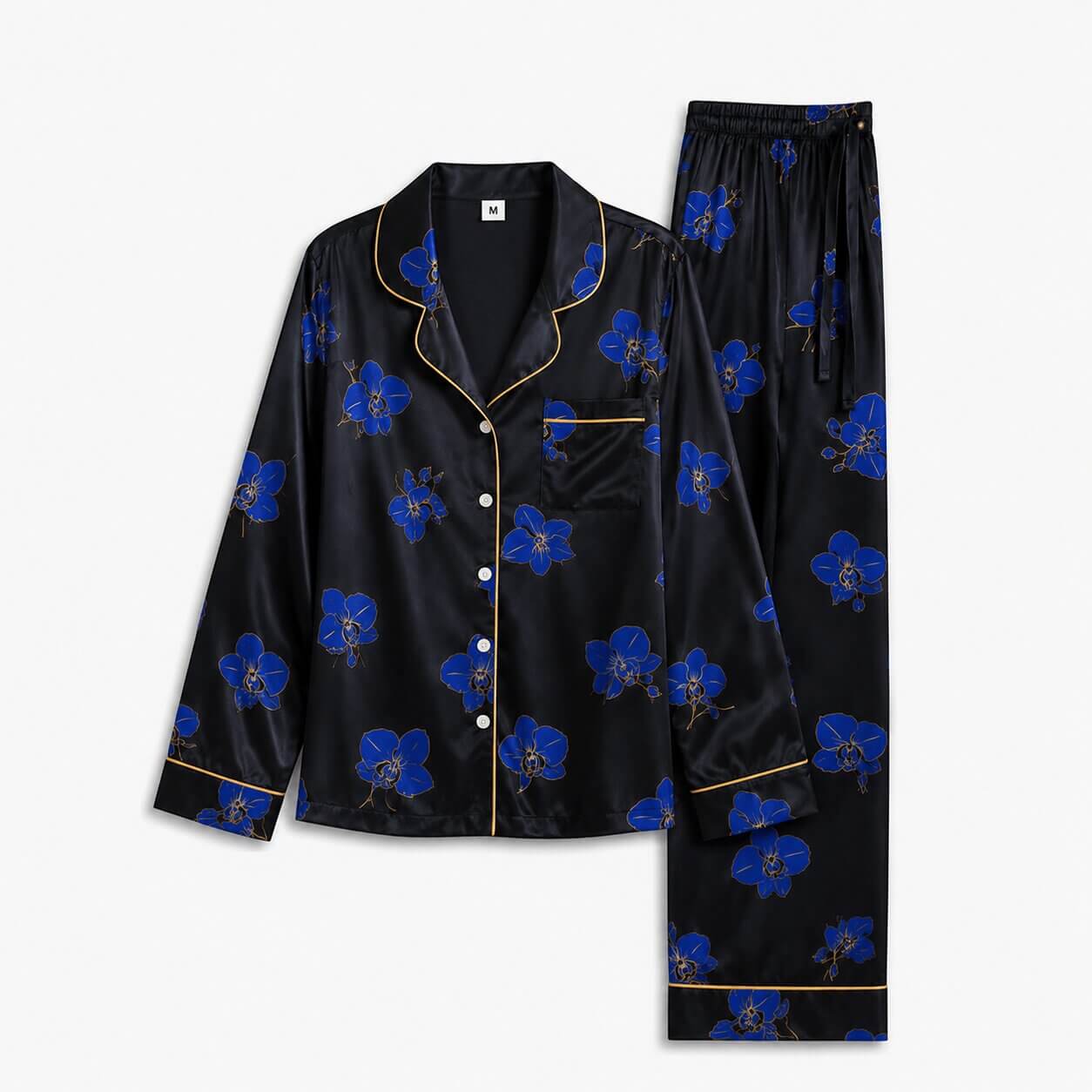 Women's Cobalt Orchid Satin Pajama Set