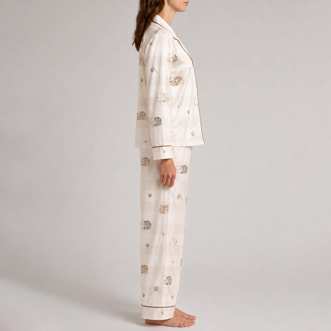 Women's Cozy Kitty Satin Pajama Set