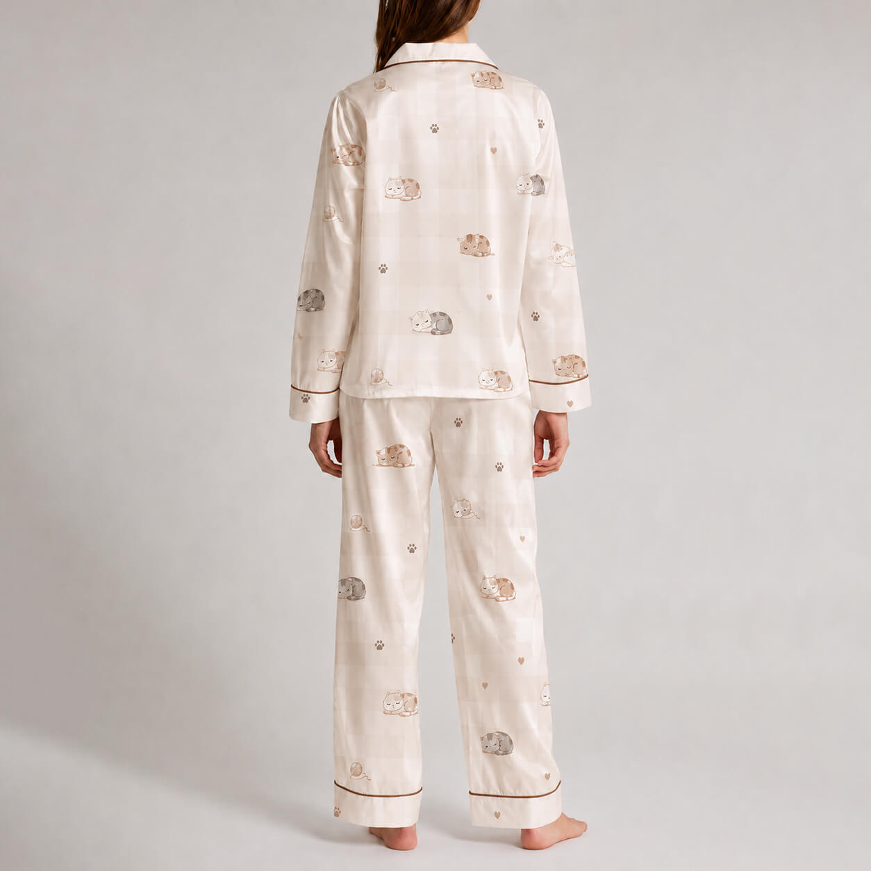 Women's Cozy Kitty Satin Pajama Set