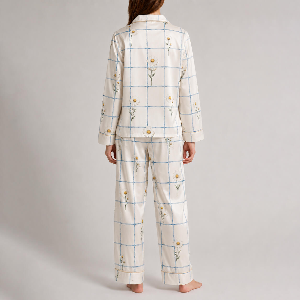 Women's Daisy Grid Satin Pajama Set