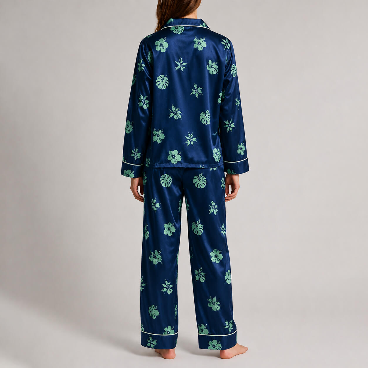 Women's Midnight Botanical Satin Pajama Set