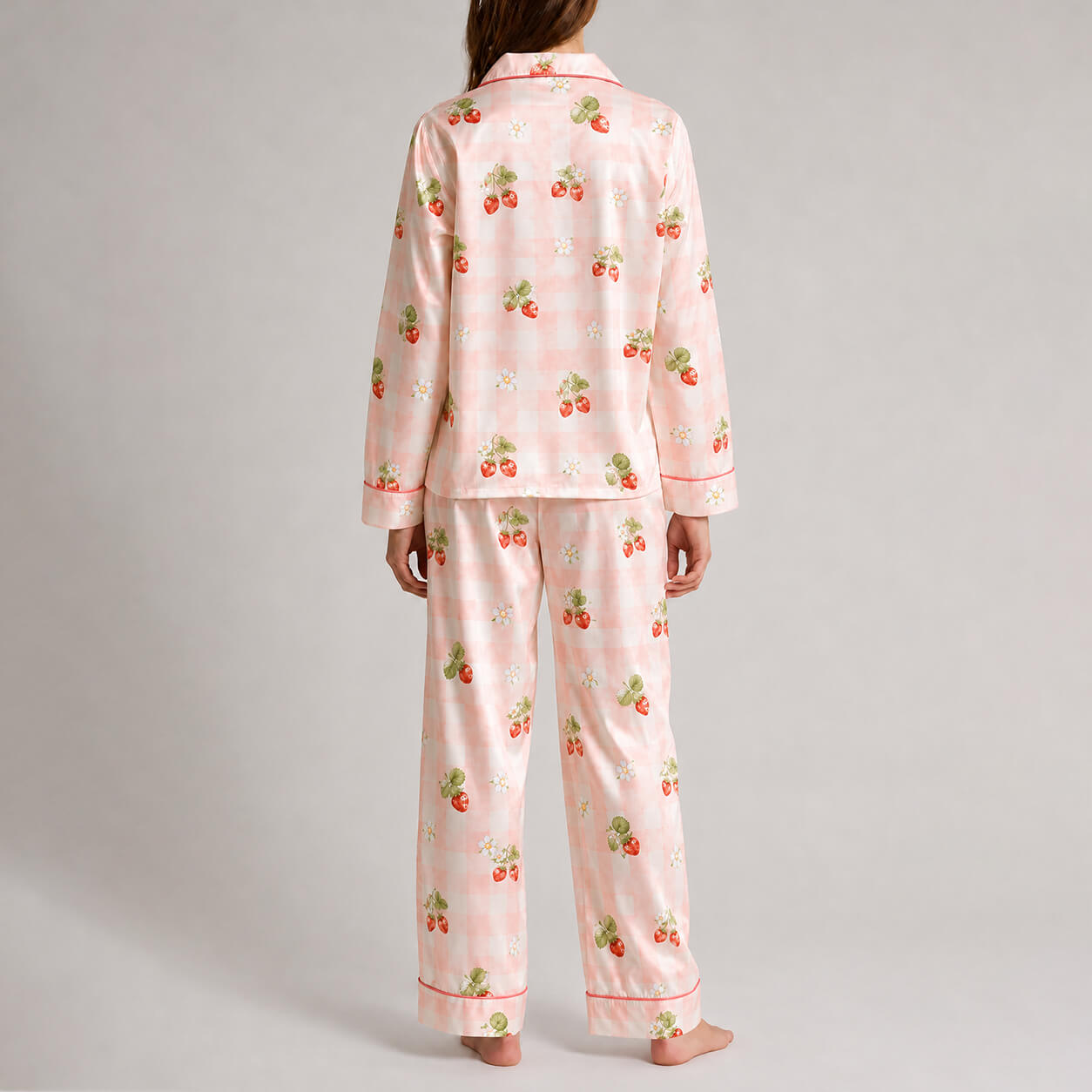 Women's Strawberry Garden Satin Pajama Set