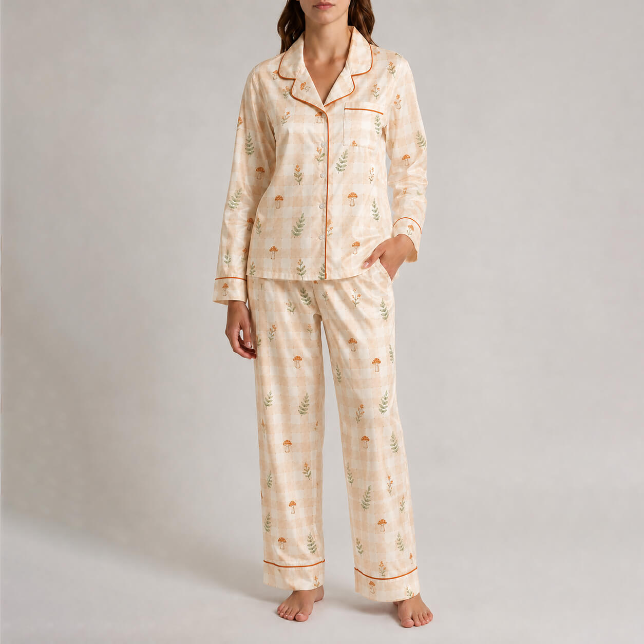Women's Woodland Meadow Satin Pajama Set