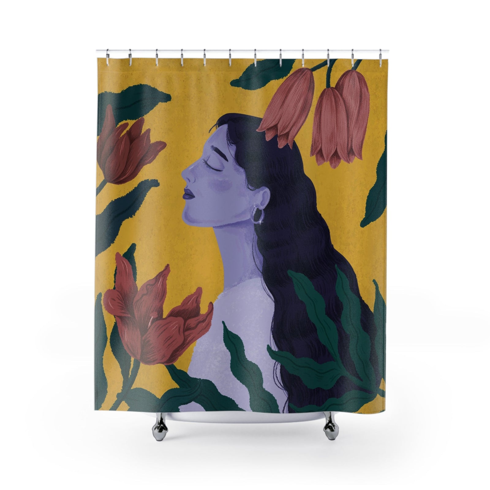 Women in Nature Aesthetic Shower Curtains