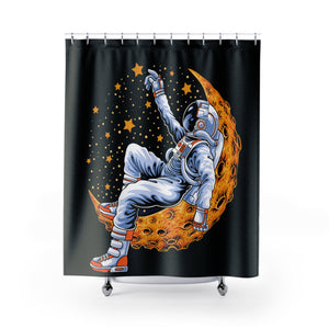 Light On The Moon Space Blend Shower Curtains