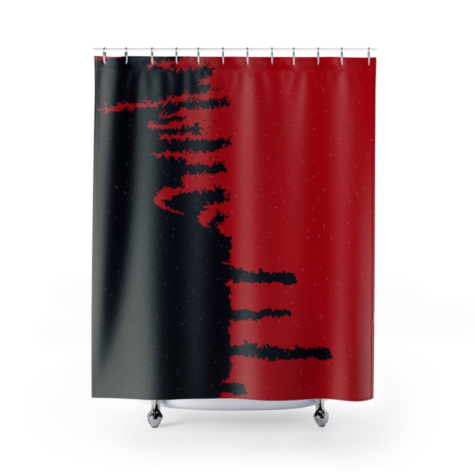 Red and Black Brush Stroke Shower Curtains