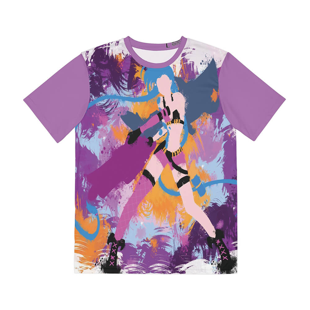 Jinx Stripe Arcane Emblem Pattern T-Shirt