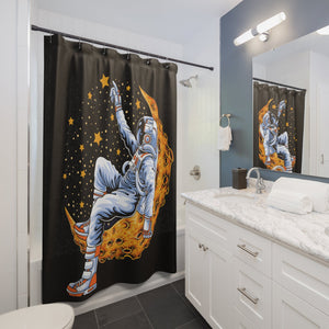 Light On The Moon Space Blend Shower Curtains