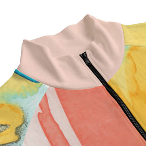 Abstract Watercolor Dream Space Brushed Collar Up Jacket
