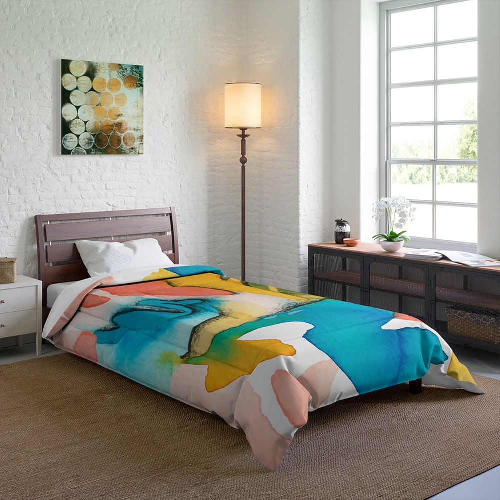 Abstract Watercolor Dream Space Brushed Comforter Set Bedding