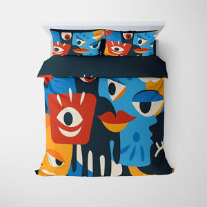 Abstracted Faces Art Comforter Bedding