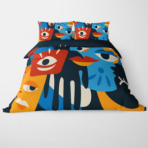 Abstracted Faces Art Duvet Cover Bedding