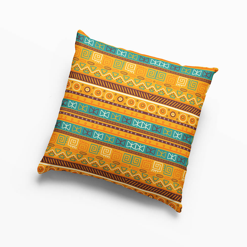 African Art Tiles Pattern Throw Pillow