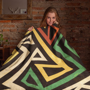 African Geometric Abstract Art Blanket