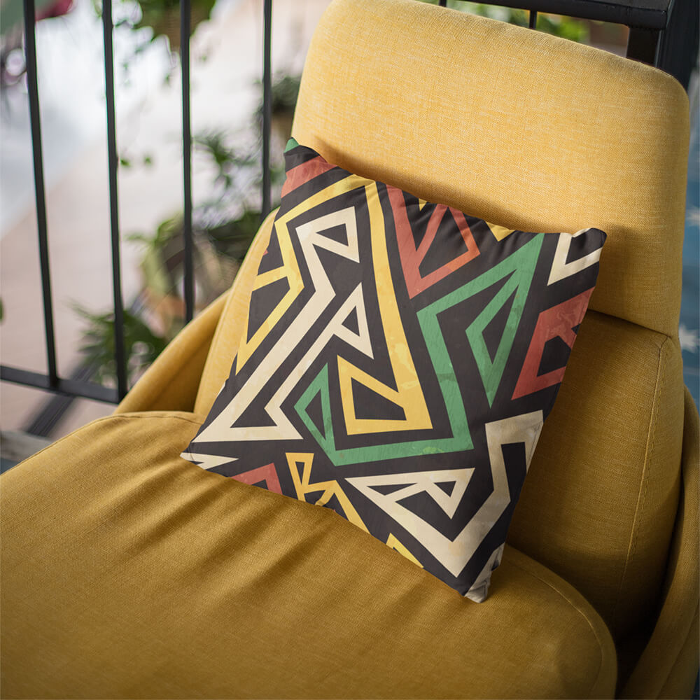 African Geometric Abstract Art Throw Pillow