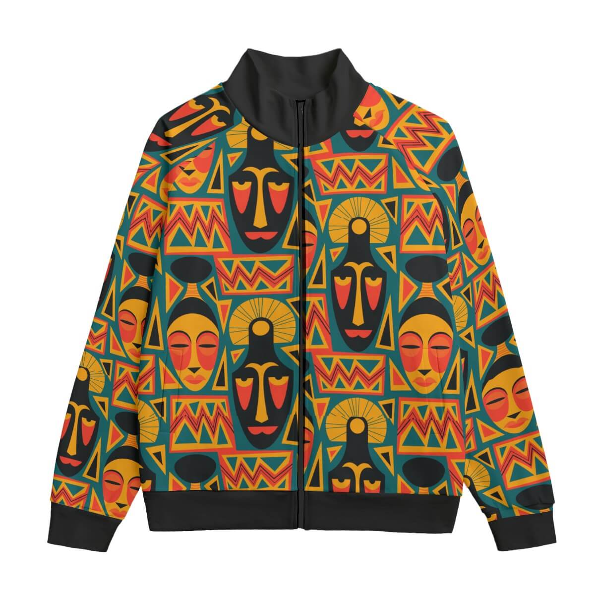 Afro Tribal Art Pattern Collar Up Jacket