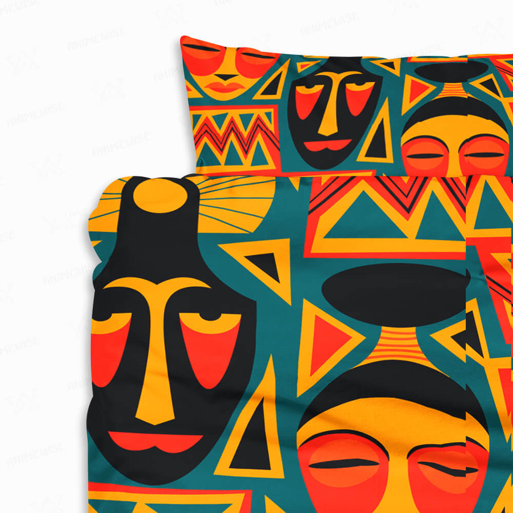 African Tribal Mud Art Pattern Comforter Set Bedding