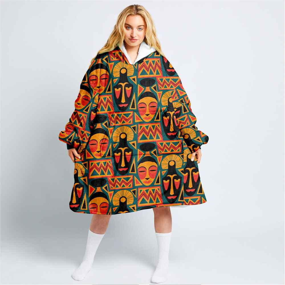 Afro Tribal Art Pattern  Blanket Hoodie