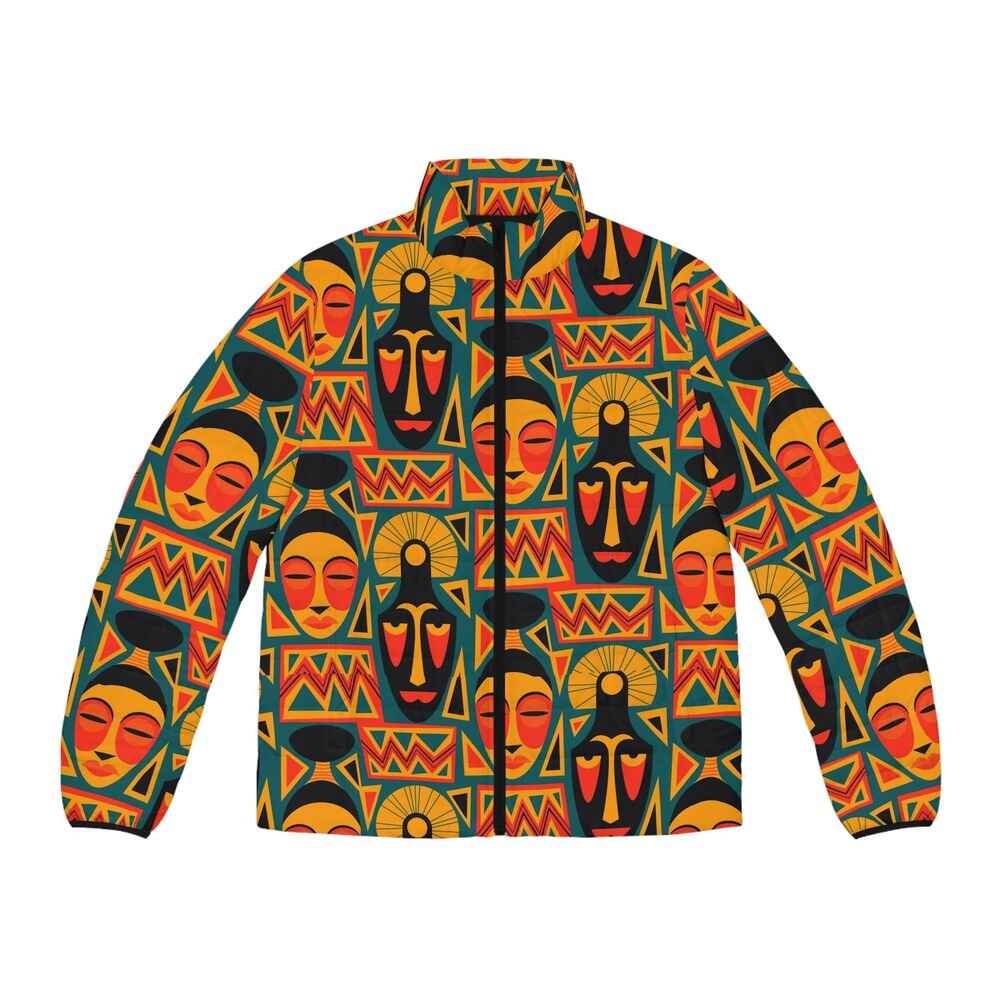 Afro Tribal Art Pattern Puffer Jacket