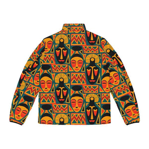 Afro Tribal Art Pattern Puffer Jacket