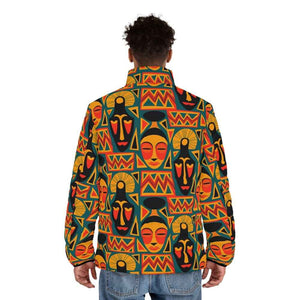 Afro Tribal Art Pattern Puffer Jacket