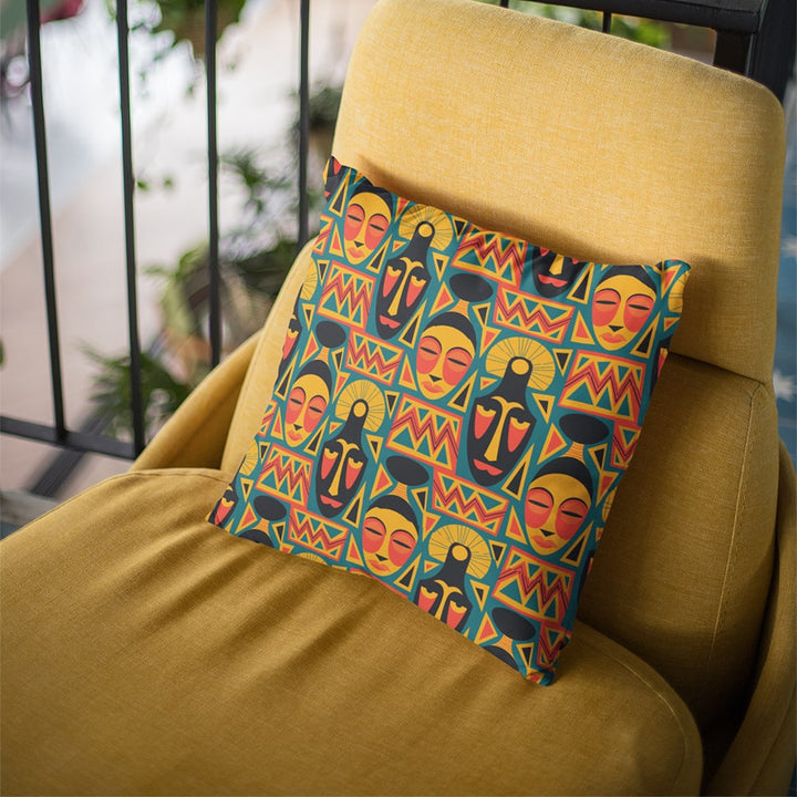 Afro Tribal Art Pattern Throw Pillow