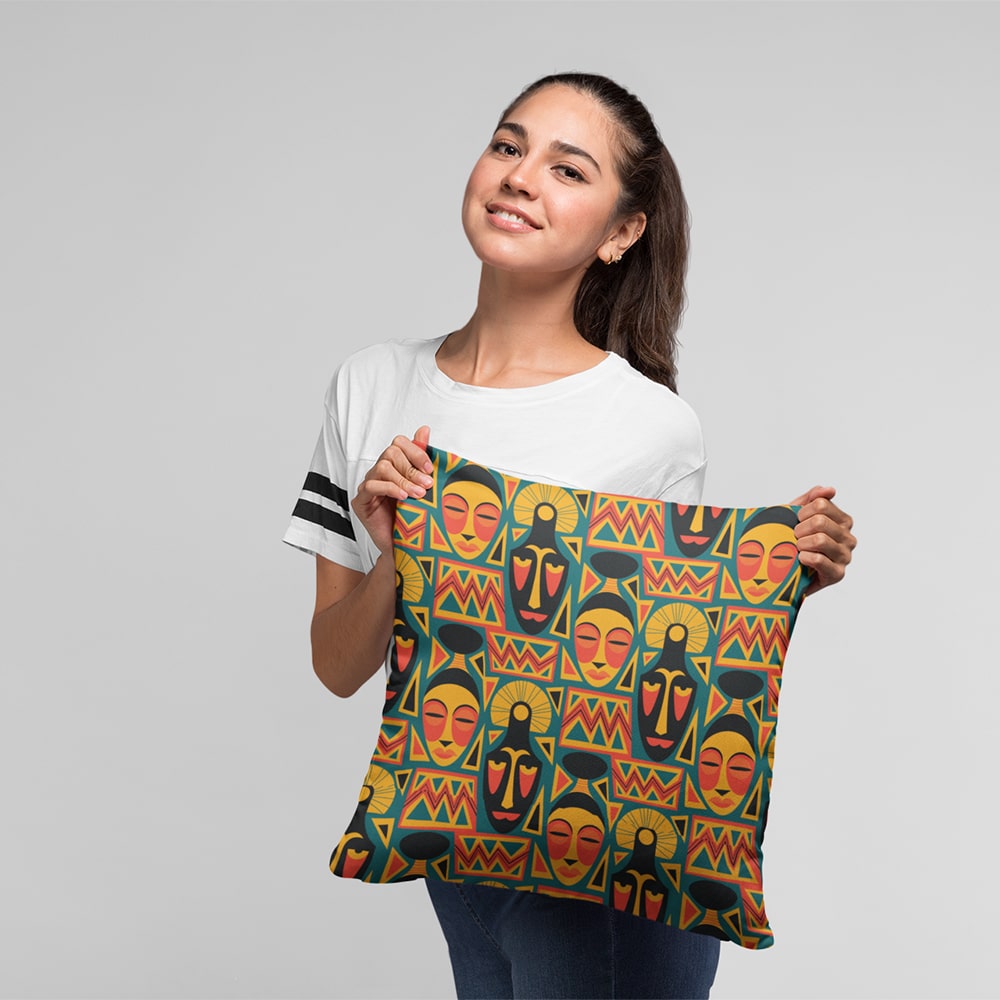 Afro Tribal Art Pattern Throw Pillow